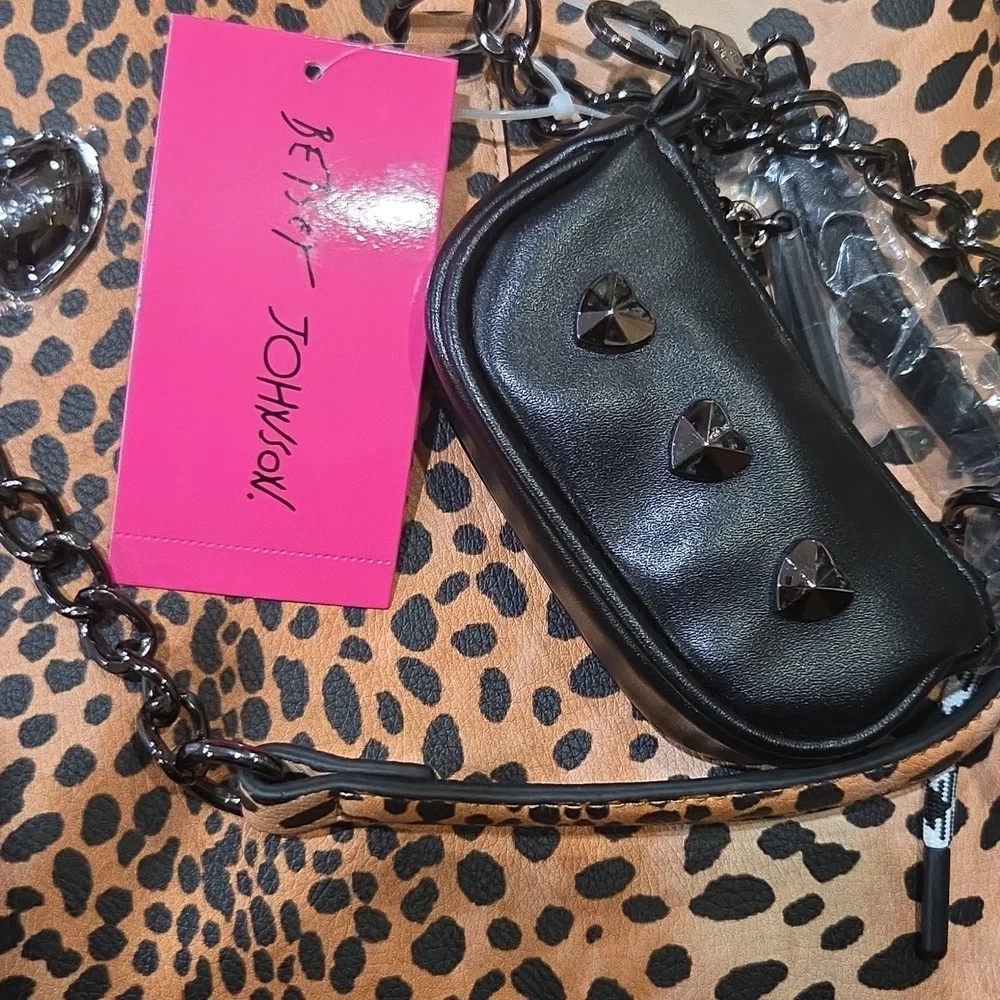 🖤🔹️Betsey Johnson 🔹️XOTOTE-L  Leopard Print 2pc Tote with Black Bag Charm - Picture 14 of 17